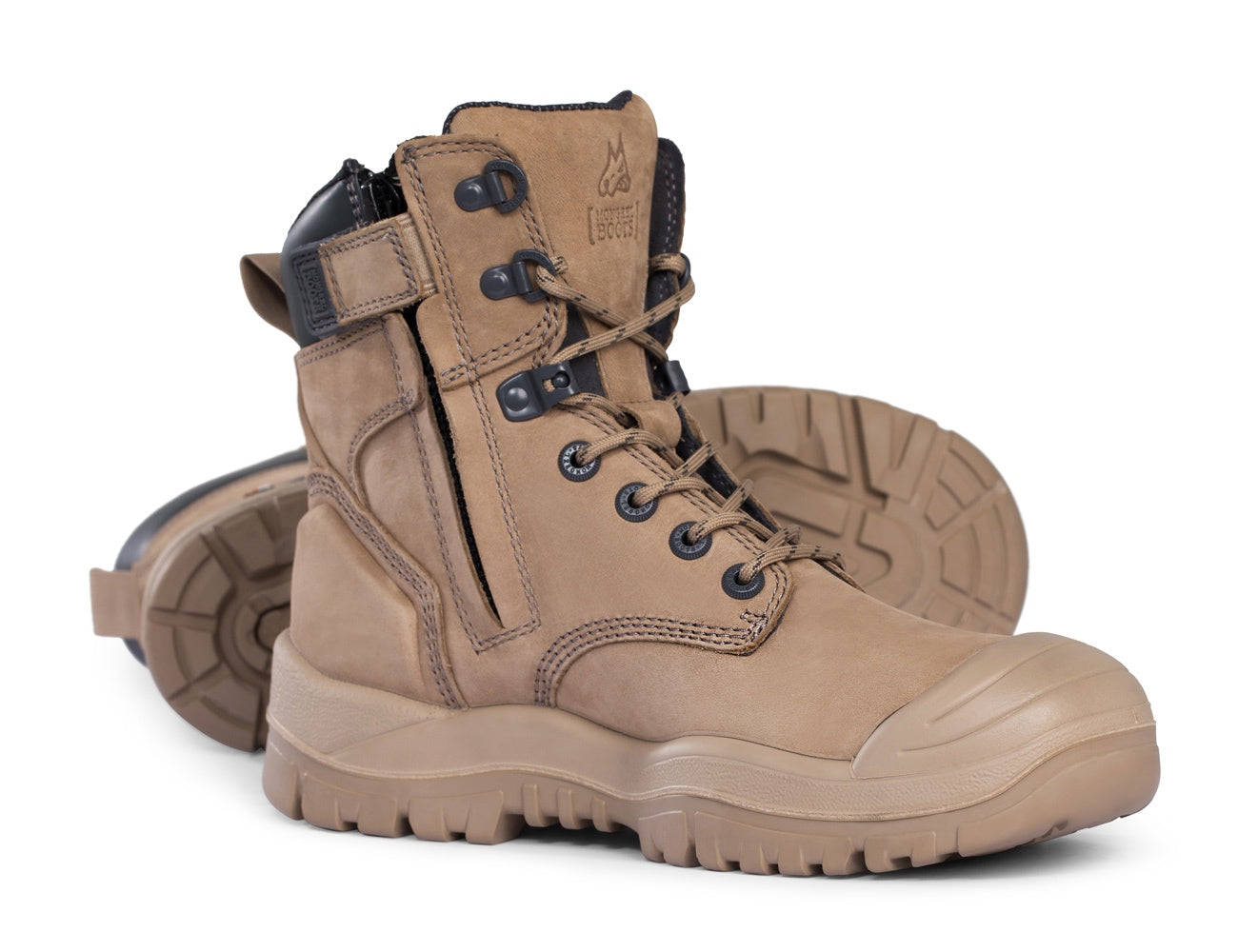 MONGREL High Leg Zip Side Boot W/ Scuff Cap - Stone 561060