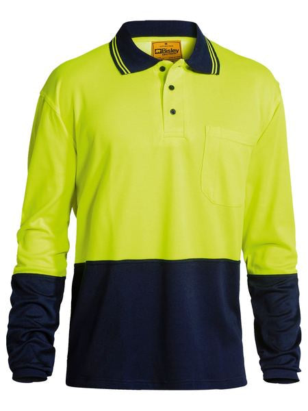 BK6234 BISLEY 2 TONE HI VIS POLO SHIRT - LONG SLEEVE - ON THE GO SAFETY & WORKWEAR