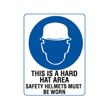 THIS IS A HARD HAT AREA. SAFETY HELMET MUST BE WORN - POLY SIGN 600x450mm - CODE:835022