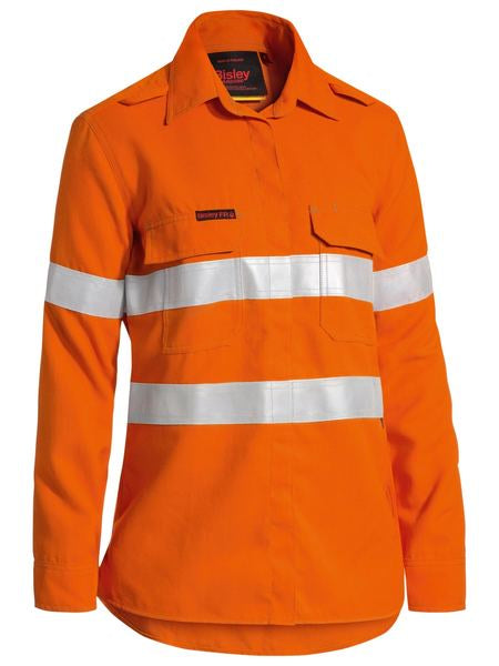 BL8097T BISLEY LADIES TENCATE TECASAFE PLUS 580 TAPED HI VIS LIGHTWEIGHT FR VENTED LONG SLEEVE SHIRT - ON THE GO SAFETY & WORKWEAR