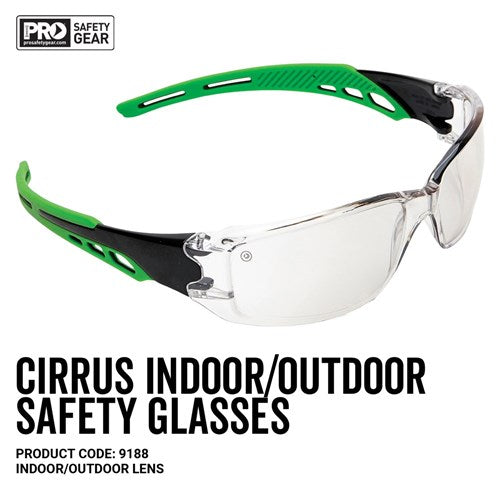 PRO Cirrus Green Arm Safety Glasses