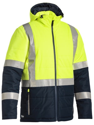 BJ6929HT BISLEY TAPED TWO TONE HI VIS PUFFER JACKET - ON THE GO SAFETY & WORKWEAR
