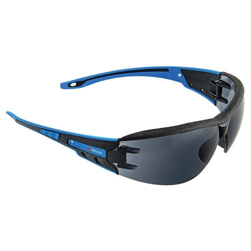 PROTEUS 1 SAFETY GLASSES SMOKE LENS INTEGRATED BROW DUST GUARD - 9502