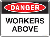 DANGER WORKERS ABOVE METAL SIGN 450x300mm DWORA4530