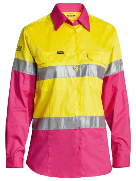 BL6696T BISLEY LADIES 3M TAPED HI VIS COOL LIGHTWEIGHT SHIRT - LONG SLEEVE - ON THE GO SAFETY &amp; WORKWEAR