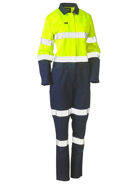 BISLEY Ladies Taped Hi Vis Cotton Drill Coverall BCL6066T
