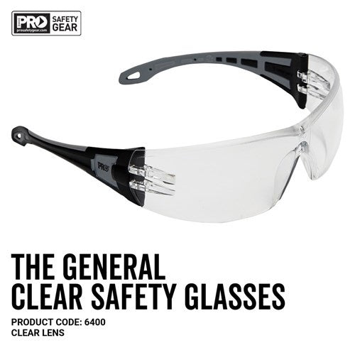 6400 PRO CHOICE THE GENERAL SAFETY GLASSES CLEAR - ON THE GO SAFETY & WORKWEAR