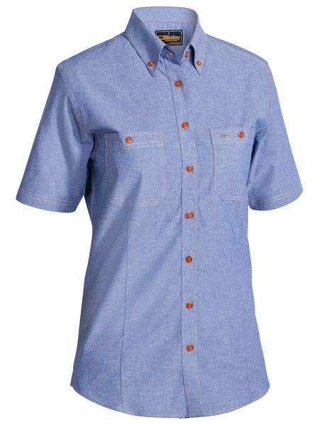 B71407L BISLEY LADIES CHAMBRAY SHIRT - SHORT SLEEVE - ON THE GO SAFETY & WORKWEAR