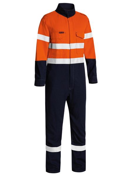 BC8186T BISLEY TENCATE TECASAFE PLUS 580 TAPED TWO TONE HI VIS LIGHTWEIGHT FR NON VENTED ENGINEERED COVERALL - ON THE GO SAFETY & WORKWEAR