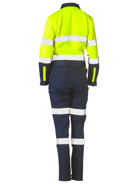 BISLEY Ladies Taped Hi Vis Cotton Drill Coverall BCL6066T