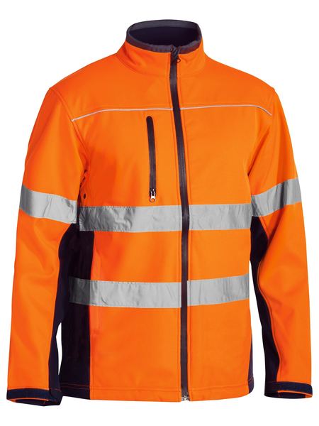 BJ6059T BISLEY HI-VIS TAPED SOFT SHELL JACKET - ON THE GO SAFETY &amp; WORKWEAR
