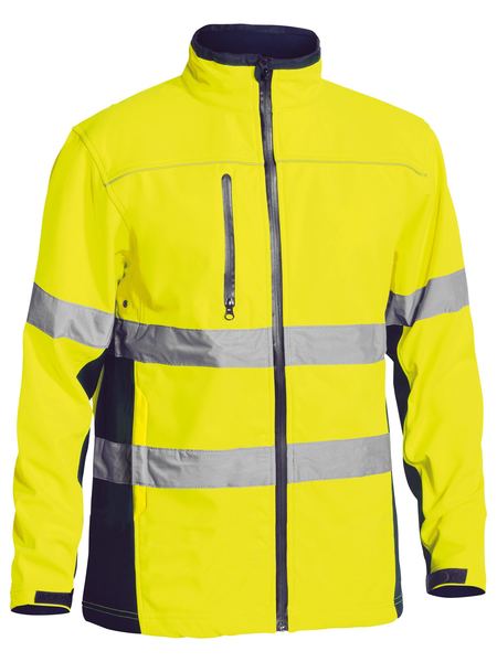 BJ6059T BISLEY HI-VIS TAPED SOFT SHELL JACKET - ON THE GO SAFETY &amp; WORKWEAR