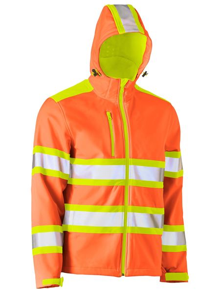BJ6222T BISLEY TAPED DOUBLE HI VIS SOFTSHELL JACKET - ON THE GO SAFETY &amp; WORKWEAR