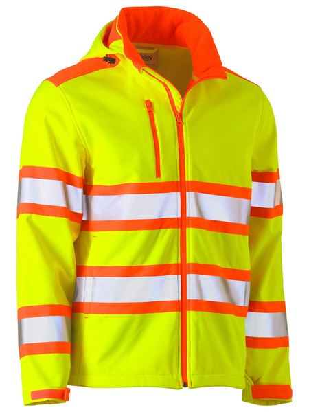 BJ6222T BISLEY TAPED DOUBLE HI VIS SOFTSHELL JACKET - ON THE GO SAFETY &amp; WORKWEAR