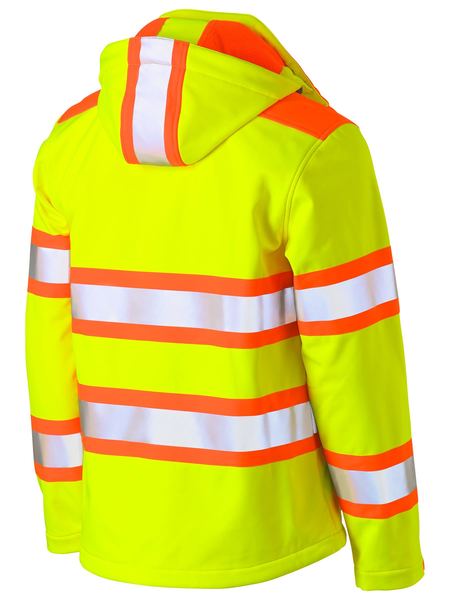 BJ6222T BISLEY TAPED DOUBLE HI VIS SOFTSHELL JACKET - ON THE GO SAFETY &amp; WORKWEAR