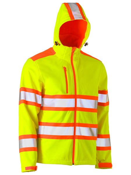 BJ6222T BISLEY TAPED DOUBLE HI VIS SOFTSHELL JACKET - ON THE GO SAFETY &amp; WORKWEAR