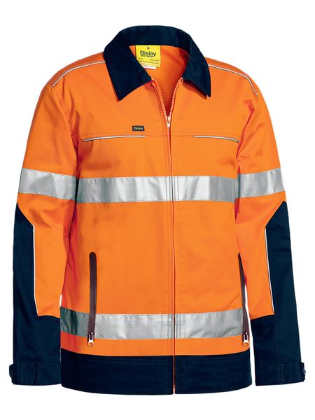 BJ6917T BISLEY 3M TAPED TWO TONE HI VIS LIQUID REPELLENT COTTON DRILL JACKET - ON THE GO SAFETY &amp; WORKWEAR