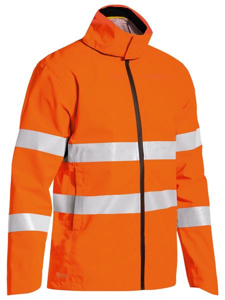 BJ6927T BISLEY TAPED HI VIS LIGHTWEIGHT RIPSTOP RAIN JACKET - ON THE GO SAFETY &amp; WORKWEAR