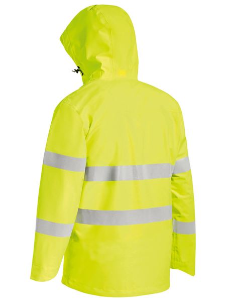 BJ6927T BISLEY TAPED HI VIS LIGHTWEIGHT RIPSTOP RAIN JACKET - ON THE GO SAFETY & WORKWEAR