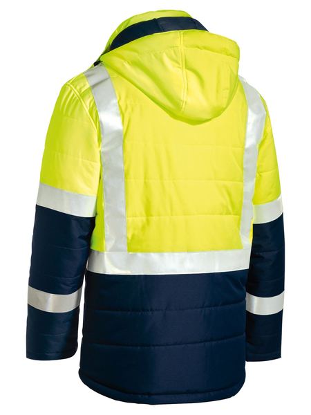 BJ6929HT BISLEY TAPED TWO TONE HI VIS PUFFER JACKET - ON THE GO SAFETY &amp; WORKWEAR
