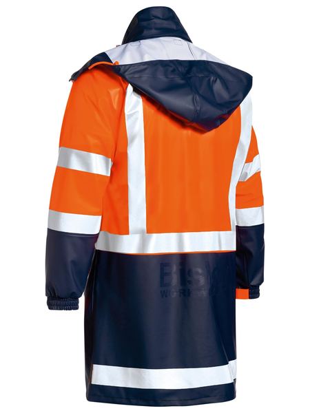 BJ6935HT BISLEY TAPED TWO TONE HI VIS STRETCH PU RAIN COAT - ON THE GO SAFETY &amp; WORKWEAR