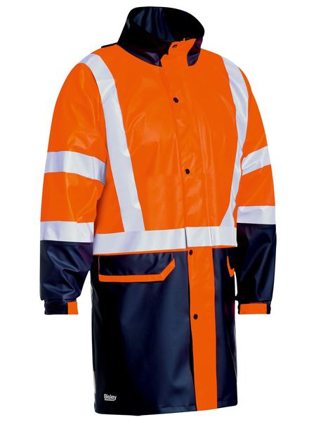 BJ6935HT BISLEY TAPED TWO TONE HI VIS STRETCH PU RAIN COAT - ON THE GO SAFETY &amp; WORKWEAR