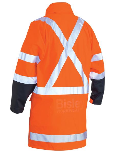 BJ6955XT BISLEY TTMC-W 3M X TAPED TWO TONE HI VIS STRETCH PU RAIN COAT - ON THE GO SAFETY &amp; WORKWEAR