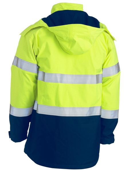 BJ8110T BISLEY TAPED TWO TONE HI VIS FR WET WEATHER SHELL JACKET - ON THE GO SAFETY & WORKWEAR