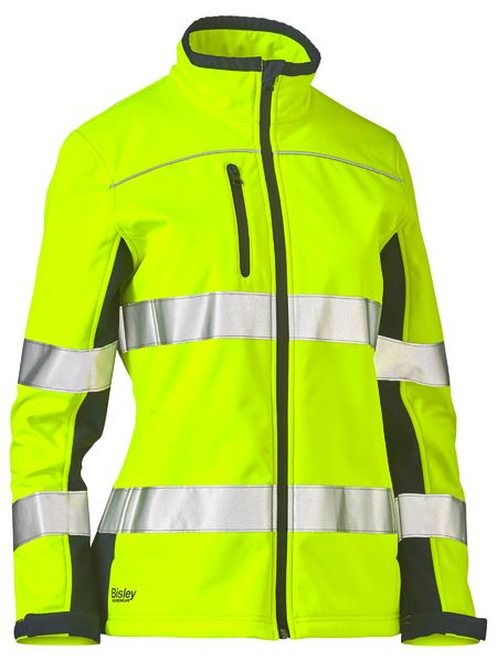BISLEY Ladies Taped Two Tone Hi Vis Soft Shell Jacket BJL6059T