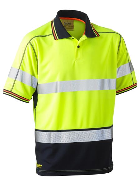 BK1219T BISLEY TAPED TWO TONE HI VIS POLYESTER MESH SHORT SLEEVE POLO SHIRT - ON THE GO SAFETY &amp; WORKWEAR