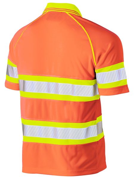 BK1223T BISLEY TAPE DOUBLE HI VIS MESH POLO SHIRT - SHORT SLEEVE - ON THE GO SAFETY & WORKWEAR