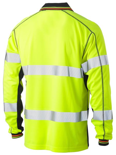 BK6219T BISLEY TAPED TWO TONE HI VIS POLYESTER MESH LONG SLEEVE POLO SHIRT - ON THE GO SAFETY &amp; WORKWEAR