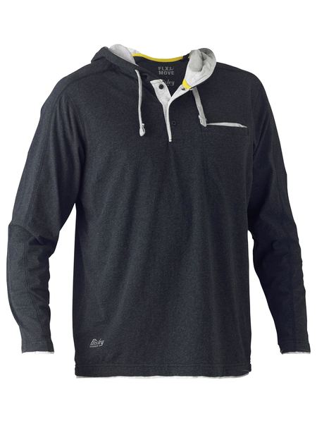 BK6220 BISLEY FLEX &amp; MOVE COTTON RICH HOODIE LONG SLEEVE TEE - ON THE GO SAFETY &amp; WORKWEAR