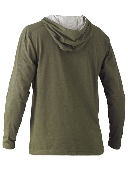 BK6220 BISLEY FLEX &amp; MOVE COTTON RICH HOODIE LONG SLEEVE TEE - ON THE GO SAFETY &amp; WORKWEAR