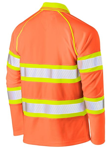BK6223T BISLEY TAPE DOUBLE HI VIS MESH POLO SHIRT - LONG SLEEVE - ON THE GO SAFETY &amp; WORKWEAR