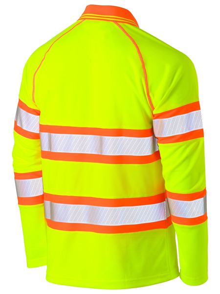 BK6223T BISLEY TAPE DOUBLE HI VIS MESH POLO SHIRT - LONG SLEEVE - ON THE GO SAFETY &amp; WORKWEAR