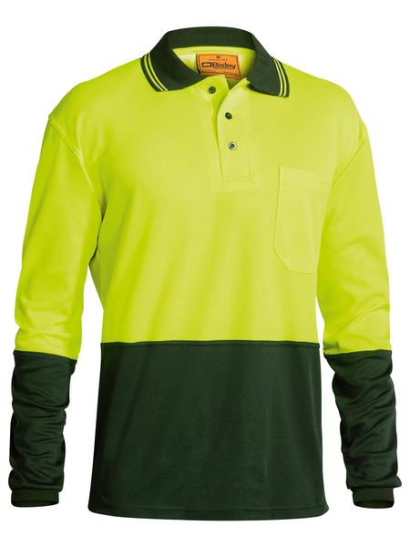 BK6234 BISLEY 2 TONE HI VIS POLO SHIRT - LONG SLEEVE - ON THE GO SAFETY &amp; WORKWEAR