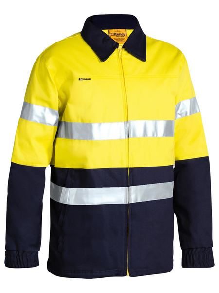 BK6710T BISLEY  TONE HI VIS DRILL JACKET 3M REFLECTIVE TAPE - ON THE GO SAFETY &amp; WORKWEAR