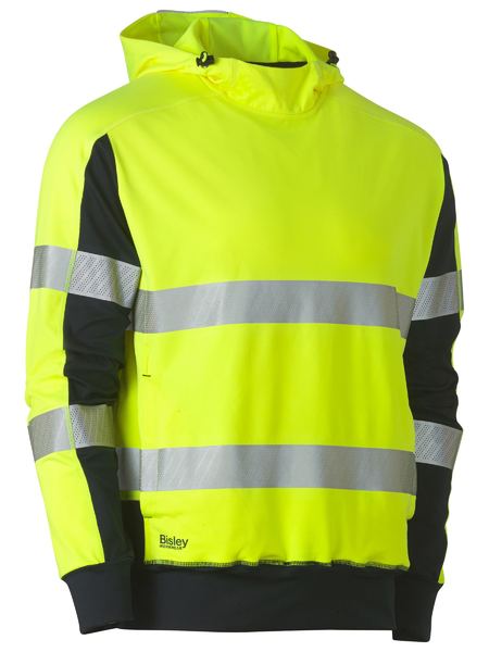 BK6815T BISLEY TAPED HI VIS STRETCHY FLEECE HOODIE - ON THE GO SAFETY & WORKWEAR