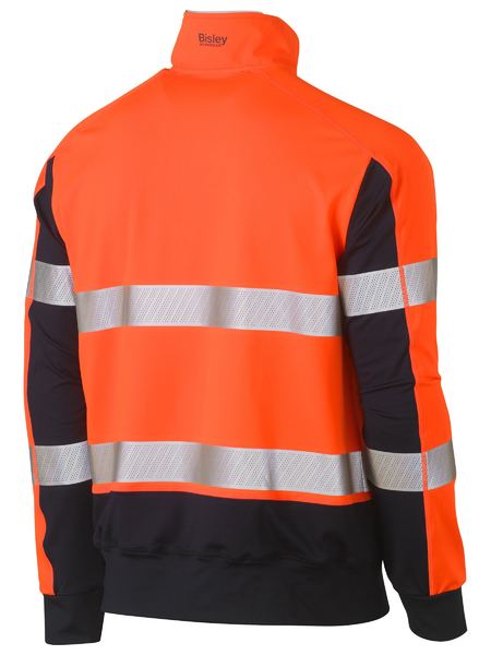 BK6817T BISLEY TAPED HI VIS 1/4 ZIP STRETCHY FLEECE ZIP PULLOVER - ON THE GO SAFETY &amp; WORKWEAR