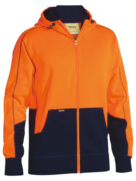 BK6819 BISLEY HI VIS ZIP FLEECE HOODIE - ON THE GO SAFETY &amp; WORKWEAR
