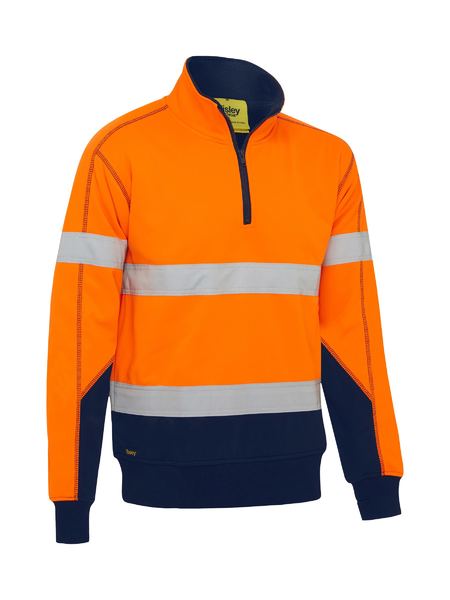 BK6987T BISLEY TAPED HI VIS FLEECE PULLOVER WITH SHERPA LINING - ON THE GO SAFETY &amp; WORKWEAR