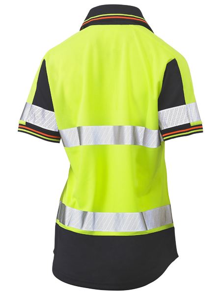 BISLEY Ladies Short Sleeve Taped Two Tone Hi Vis V-Neck Polo BKL1225T