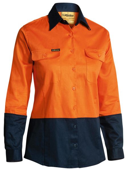 BL6267 BISLEY LADIES 2 TONE HI VIS DRILL SHIRT - LONG SLEEVE - ON THE GO SAFETY &amp; WORKWEAR
