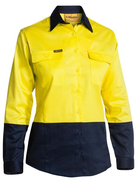 BL6267 BISLEY LADIES 2 TONE HI VIS DRILL SHIRT - LONG SLEEVE - ON THE GO SAFETY & WORKWEAR