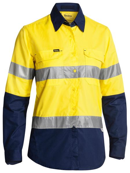 BL6415T BISLEY LADIES 3M TAPED HI VIS X AIRFLOW RIPSTOP SHIRT - LONG SLEEVE - ON THE GO SAFETY &amp; WORKWEAR
