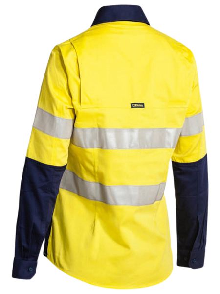 BL6448T BISLEY LADIES 3M TAPED 2 TONE HI VIS INDUSTRIAL COOL VENT SHIRT - LONG SLEEVE - ON THE GO SAFETY & WORKWEAR