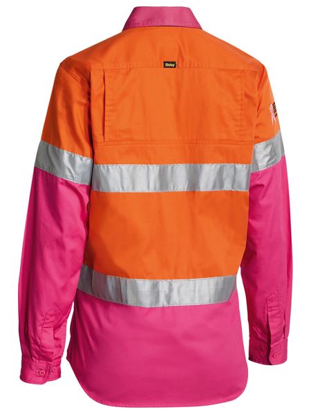 BL6696T BISLEY LADIES 3M TAPED HI VIS COOL LIGHTWEIGHT SHIRT - LONG SLEEVE - ON THE GO SAFETY &amp; WORKWEAR