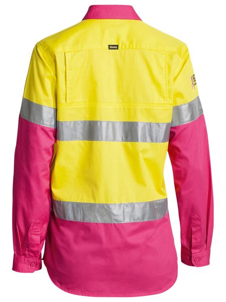 BL6696T BISLEY LADIES 3M TAPED HI VIS COOL LIGHTWEIGHT SHIRT - LONG SLEEVE - ON THE GO SAFETY & WORKWEAR