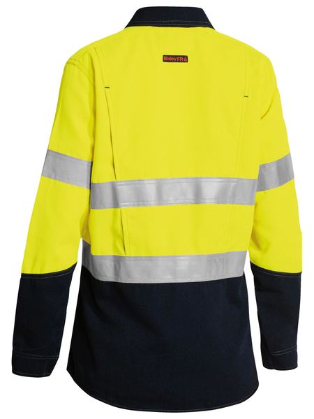 BL8082T BISLEY LADIES TENCATE TECASAFE PLUS 700 TAPED TWO TONE HI VIS FR VENTED LONG SLEEVE SHIRT - ON THE GO SAFETY & WORKWEAR